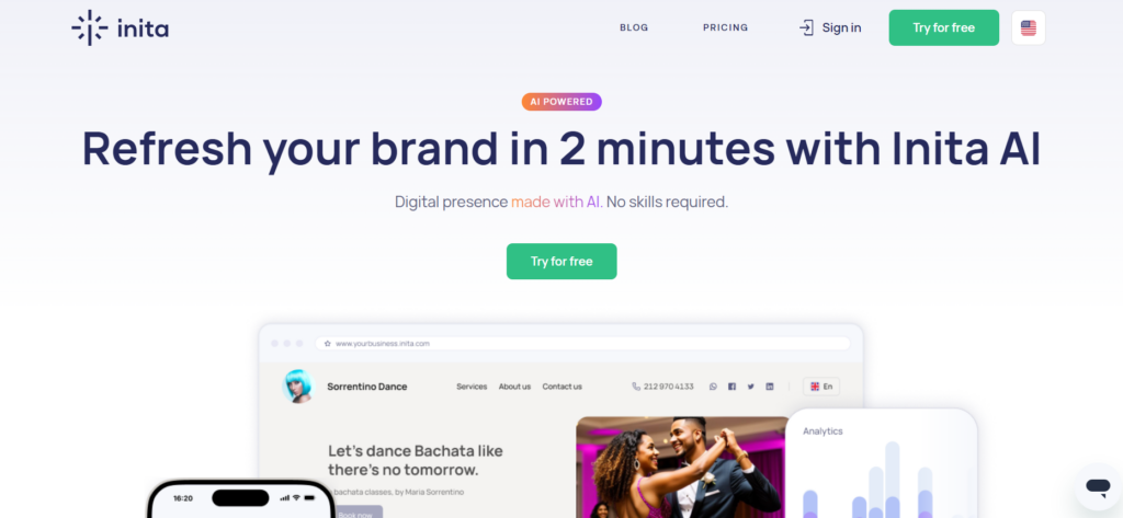 Inita homepage screenshot