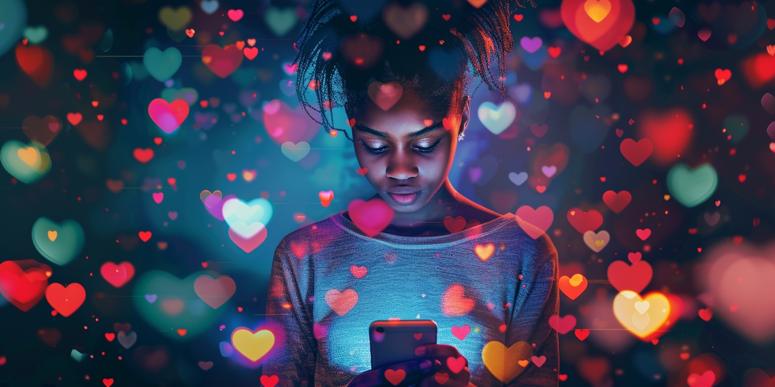 young woman engaging on social media