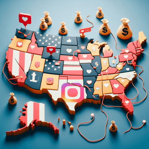 A graphic illustrating social media content creation in the U.S., emphasizing DIY marketing and content creation.