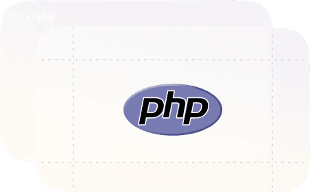 The PHP programming language logo, featuring the text "PHP" in a bold, oval design.