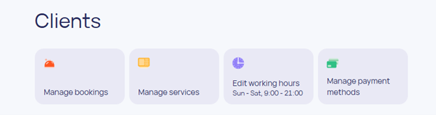 Image showing managing options in the Clients section