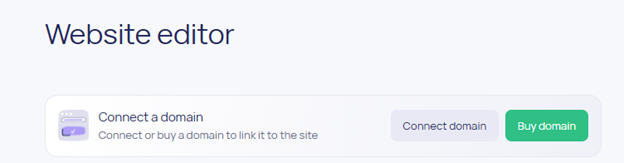 Image showing the "Connect a domain" panel of the Website Editor
